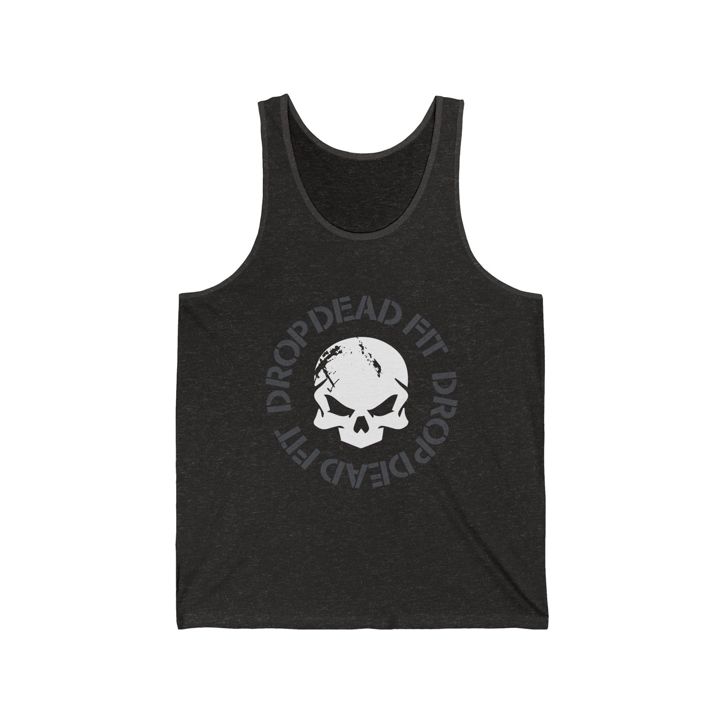 DROPDEADFIT. Skull Graphic Tank Top | Unisex Jersey Tank, Gym Wear, Fitness Apparel, Streetwear, Casual Summer Outfit