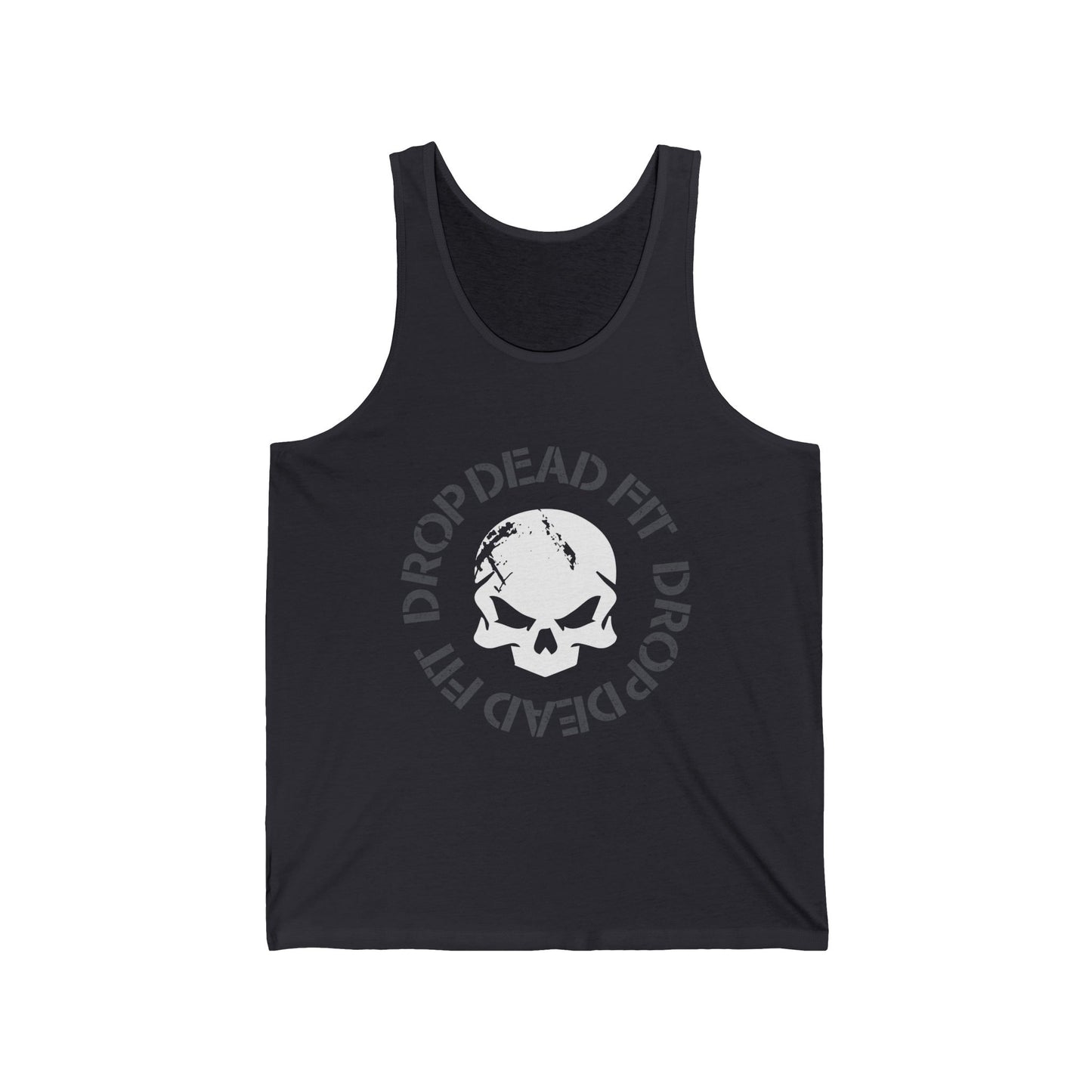 DROPDEADFIT. Skull Graphic Tank Top | Unisex Jersey Tank, Gym Wear, Fitness Apparel, Streetwear, Casual Summer Outfit
