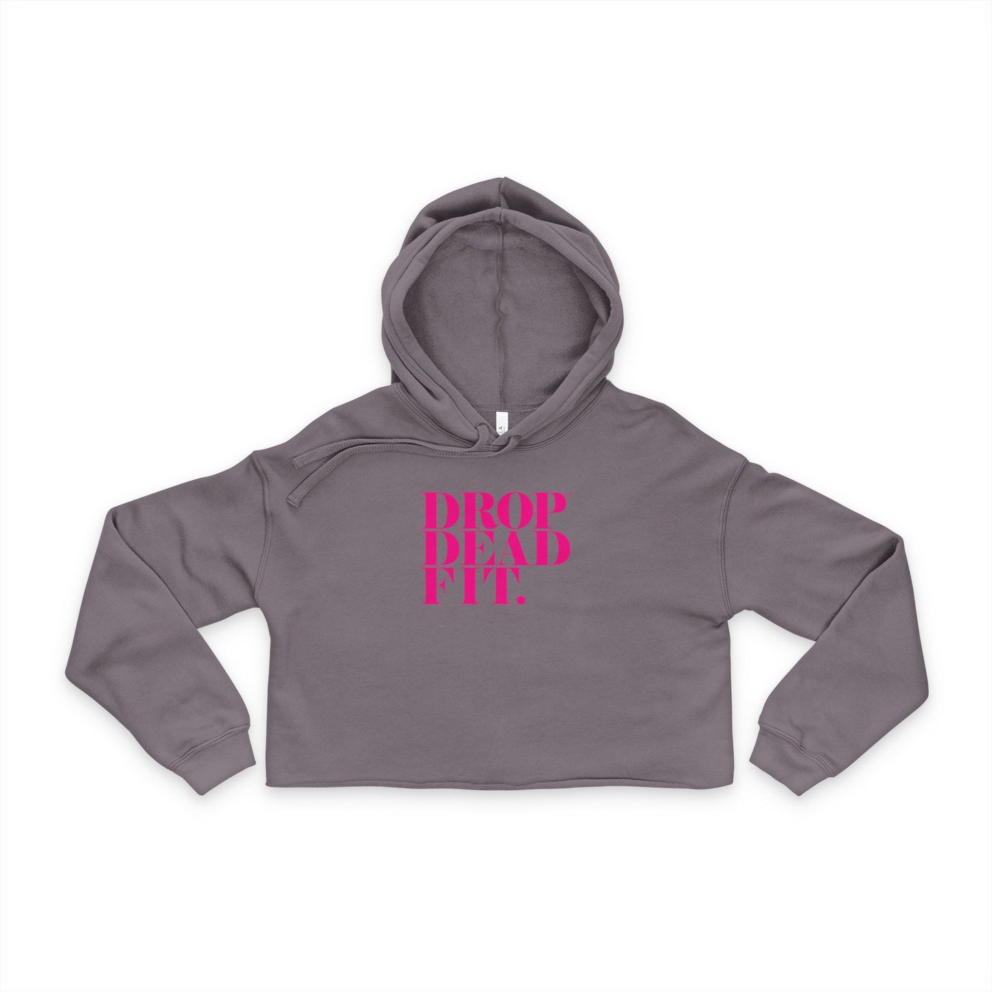 DROPDEADFIT. Crop Hoodie with pink Drop Dead Fit logo