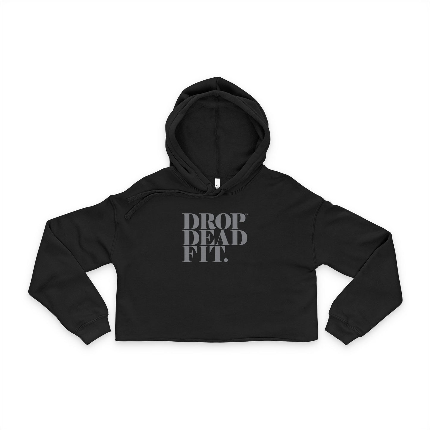 DROPDEADFIT. Crop Hoodie with Grey Drop Dead Fit logo
