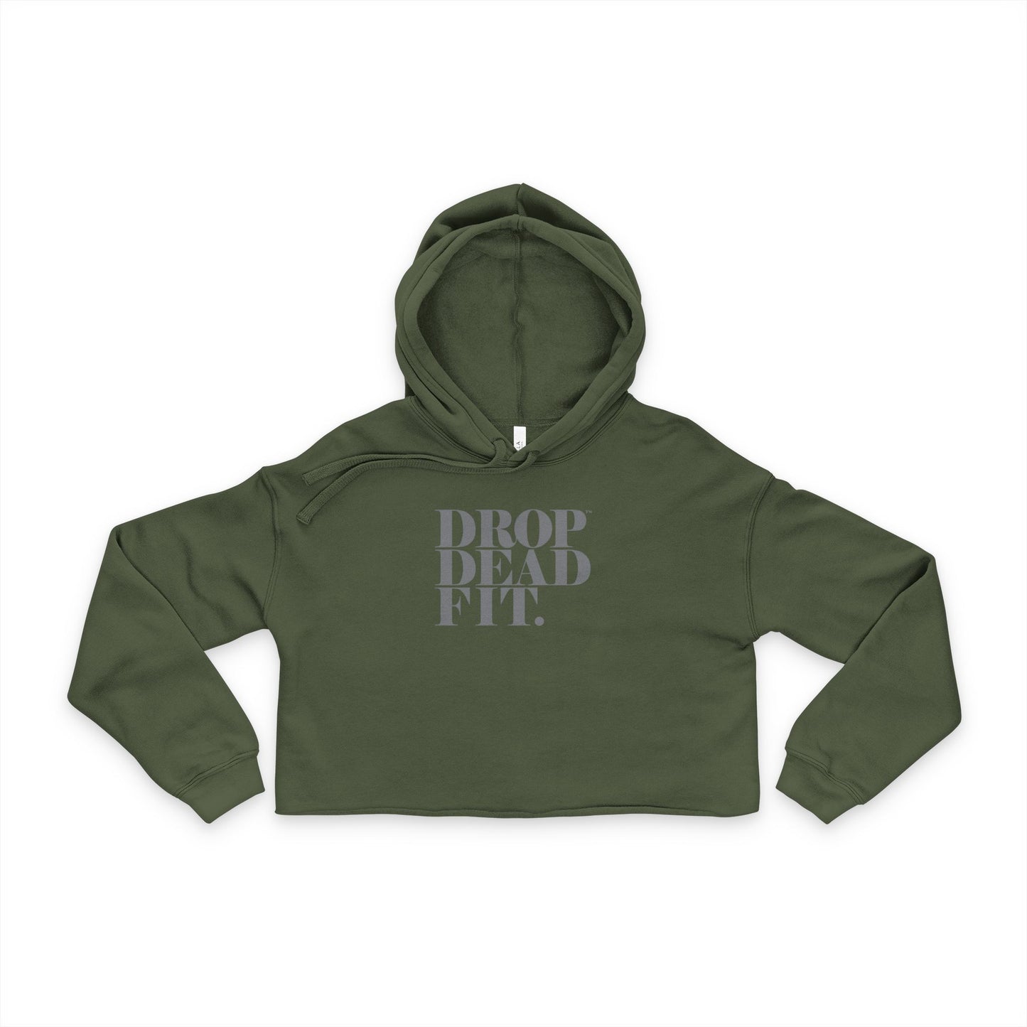 DROPDEADFIT. Crop Hoodie with Grey Drop Dead Fit logo