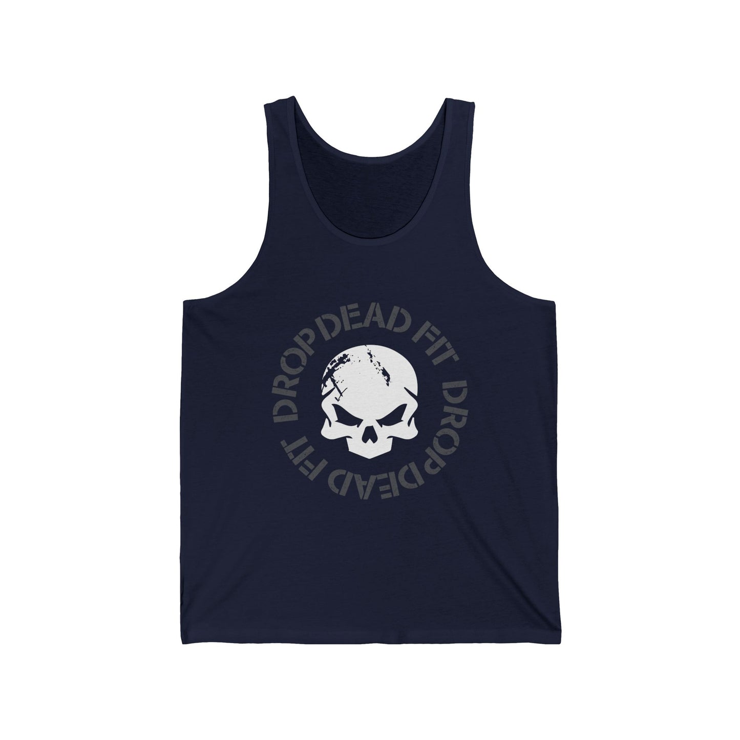 DROPDEADFIT. Skull Graphic Tank Top | Unisex Jersey Tank, Gym Wear, Fitness Apparel, Streetwear, Casual Summer Outfit