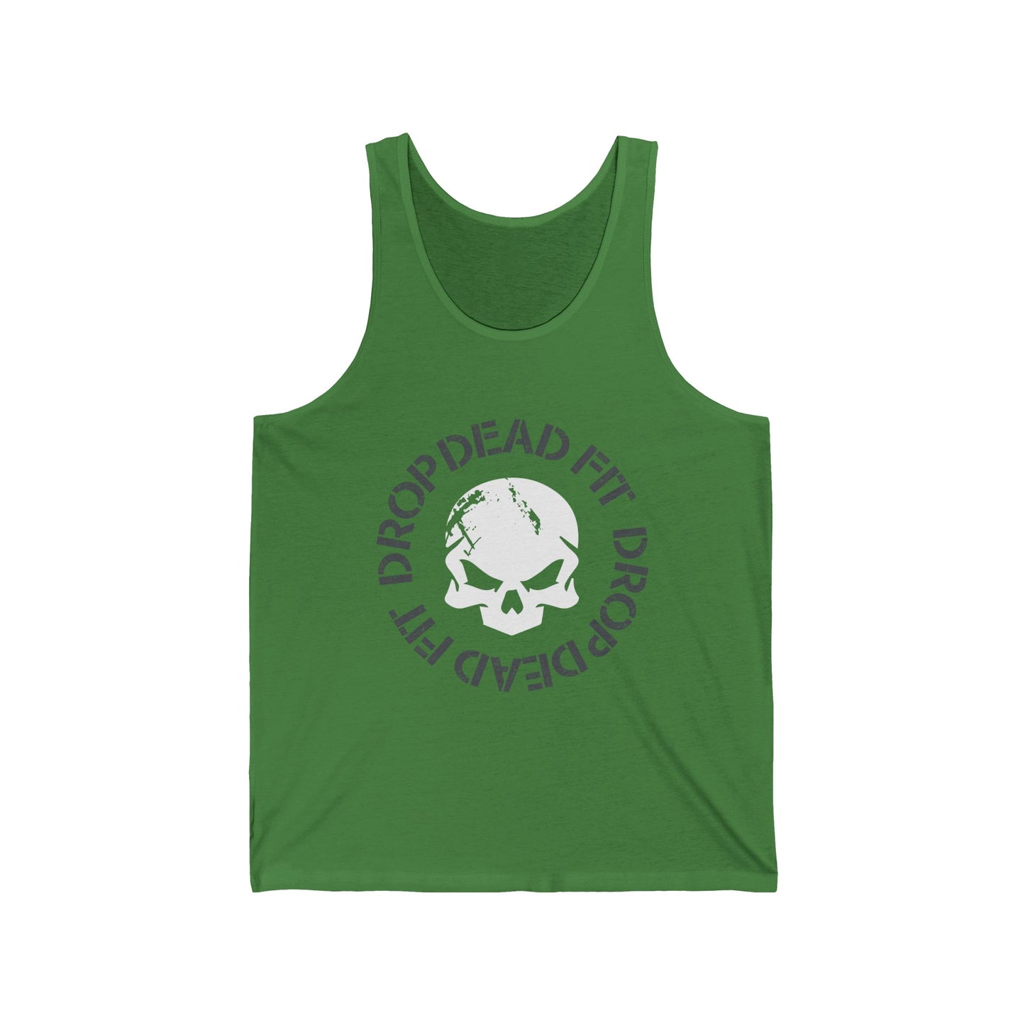 DROPDEADFIT. Skull Graphic Tank Top | Unisex Jersey Tank, Gym Wear, Fitness Apparel, Streetwear, Casual Summer Outfit