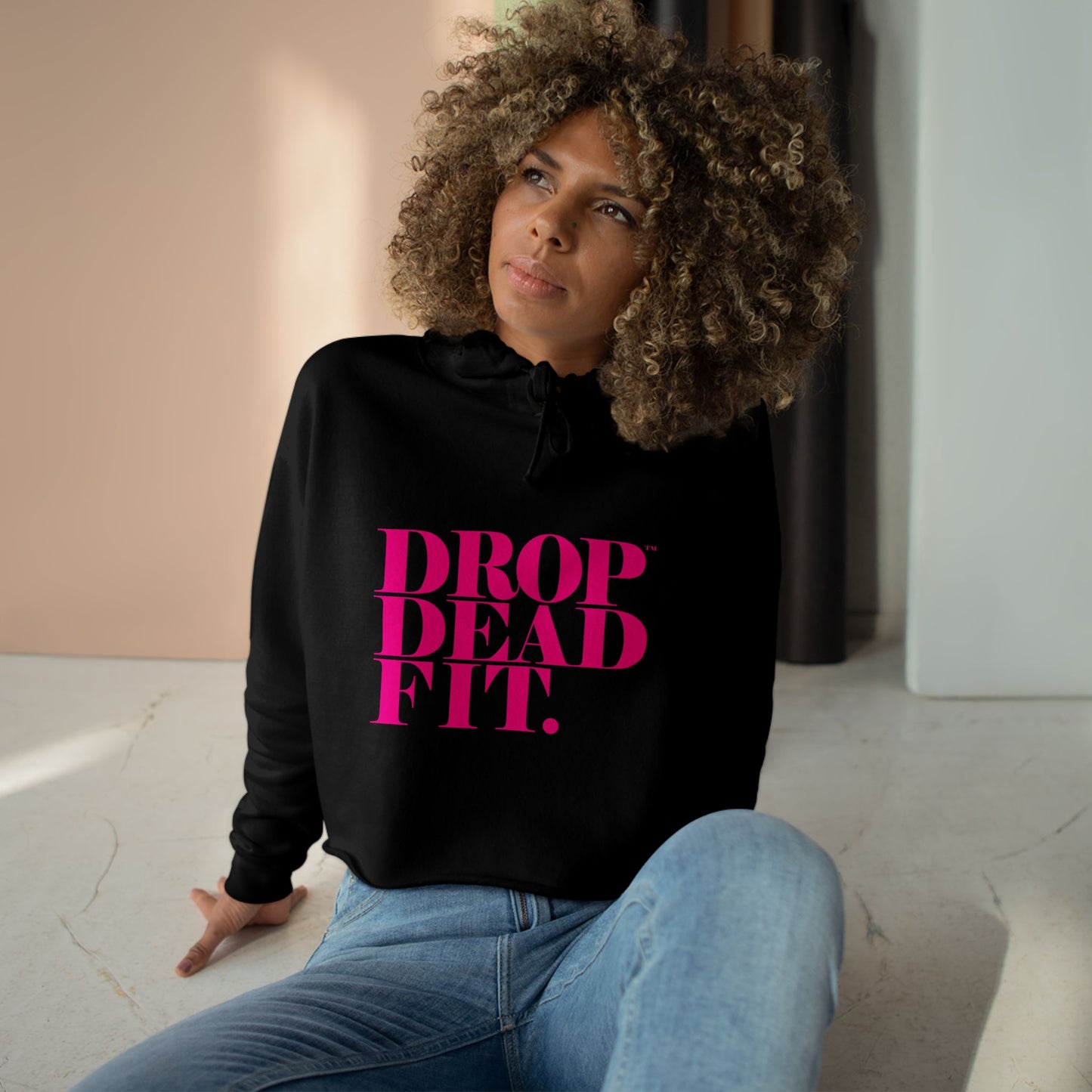 Chic Drop Dead Fit Crop Hoodie, Trendy Fashion Sweatshirt, Casual Wear, Gym Activewear, Gift for Fitness Lovers