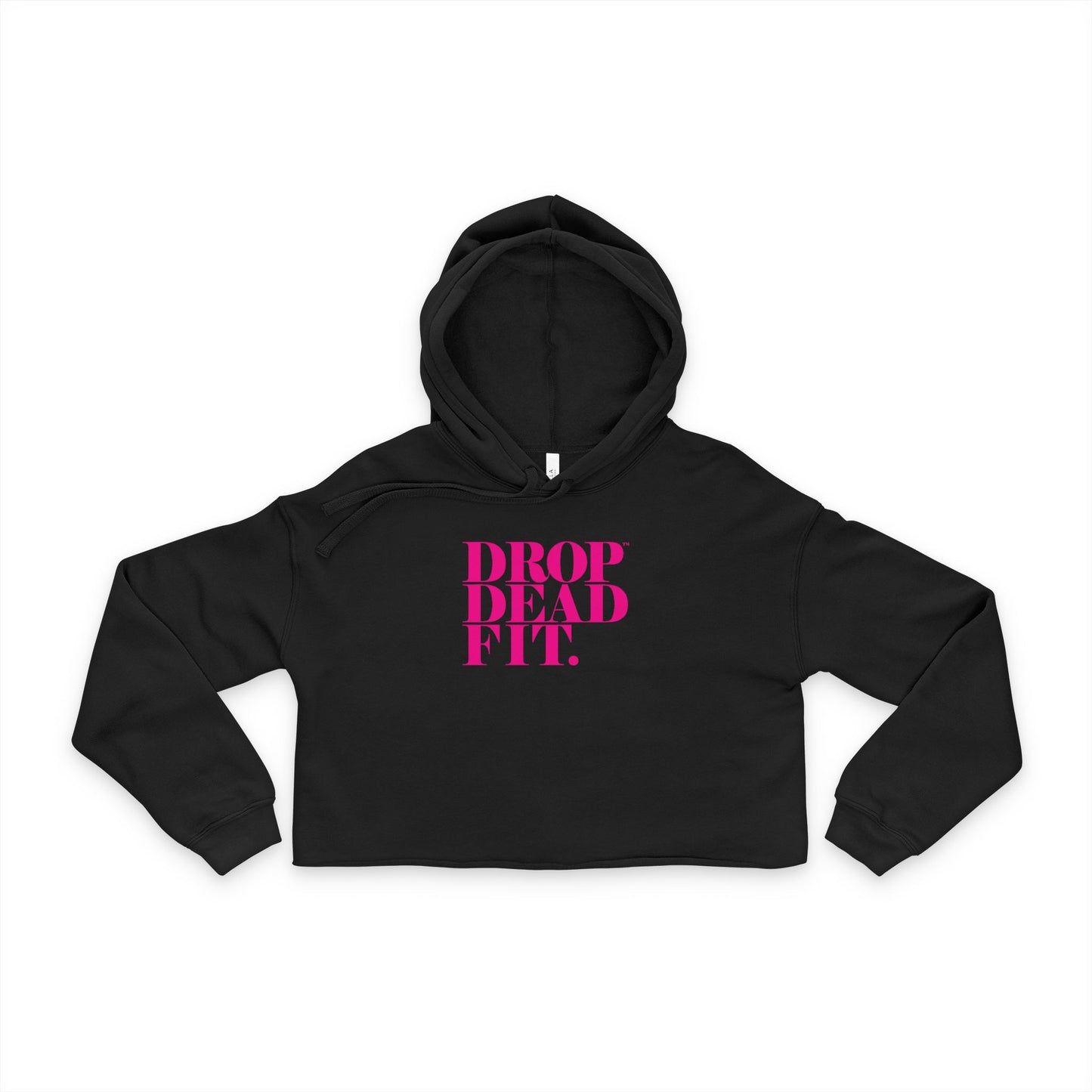 DROPDEADFIT. Crop Hoodie with pink Drop Dead Fit logo