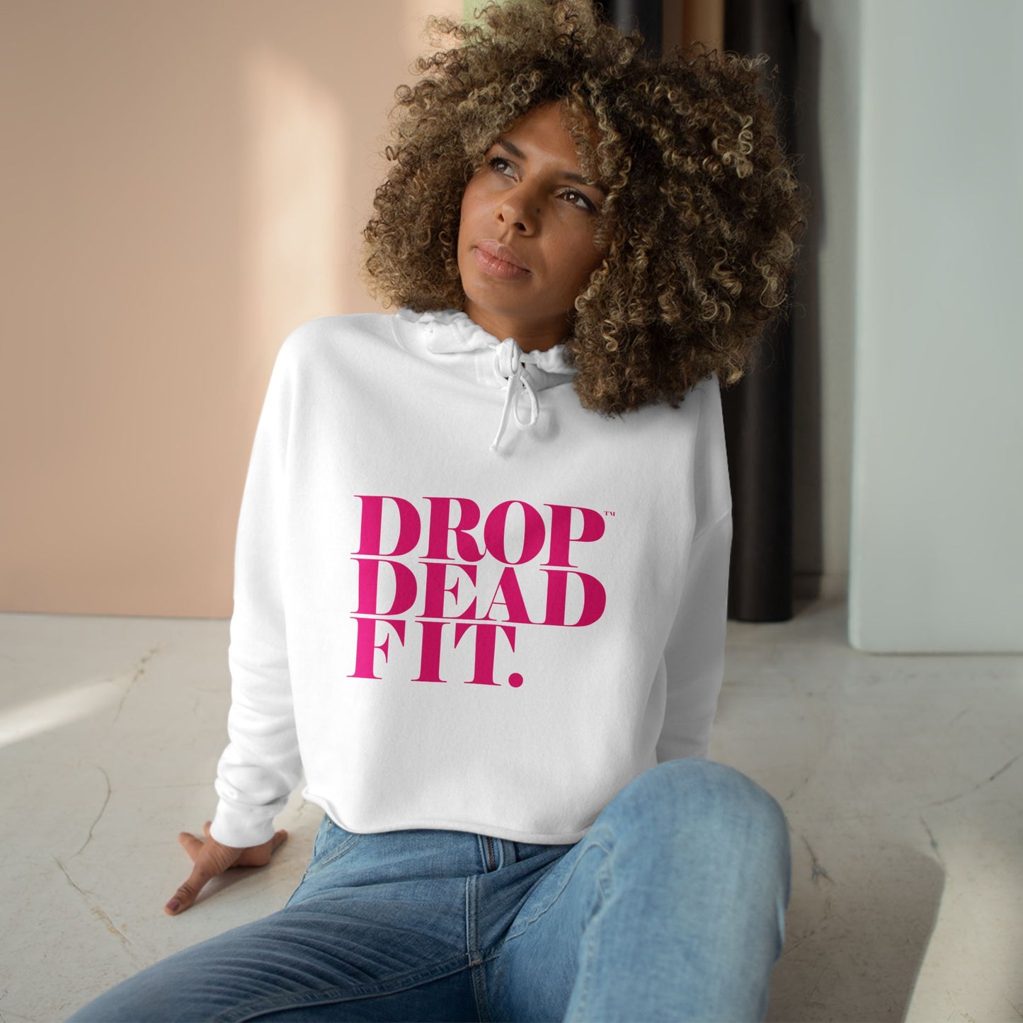 Chic Drop Dead Fit Crop Hoodie, Trendy Fashion Sweatshirt, Casual Wear, Gym Activewear, Gift for Fitness Lovers