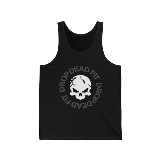 DROPDEADFIT. Skull Graphic Tank Top | Unisex Jersey Tank, Gym Wear, Fitness Apparel, Streetwear, Casual Summer Outfit