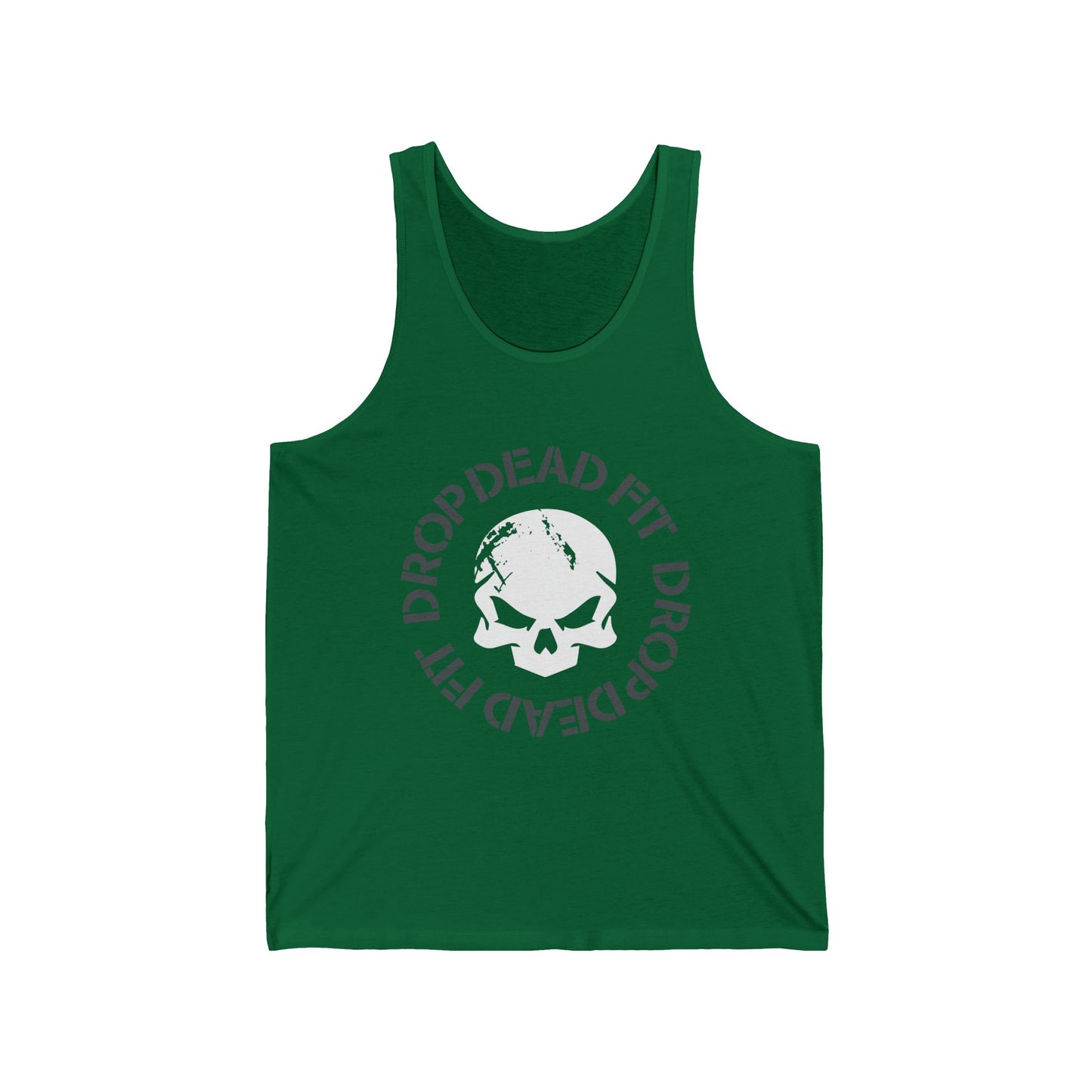 DROPDEADFIT. Skull Graphic Tank Top | Unisex Jersey Tank, Gym Wear, Fitness Apparel, Streetwear, Casual Summer Outfit